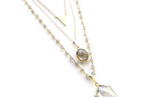 Gold Layer Necklace with Labradorite, Topaz and Triangle