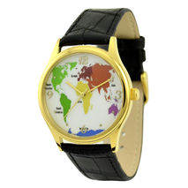 World Map Watch Gold