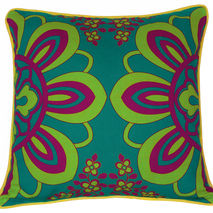 Enchanting Moon Green Violet Flower Cushion Cover