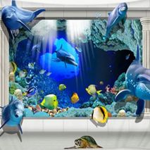 Wall Tapestry/Throw 3D Dolphins
