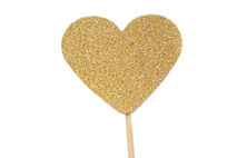 Gold Glitter Heart Cupcake Toppers / Party Picks