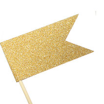 Gold Glitter Flag Cupcake Toppers / Party Picks