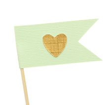 Mint and Gold Heart Flag Cupcake Toppers / Party Picks