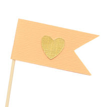 Peach and Gold Heart Flag Cupcake Toppers / Party Picks