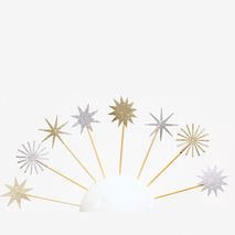 Gold and Silver Starburst Cupcake Toppers / Party Picks