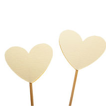 Ivory Heart Cupcake Toppers / Party Picks