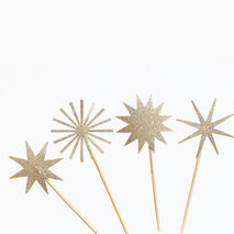 Gold Starburst Cupcake Toppers / Party Picks