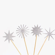 Silver Starburst Cupcake Toppers / Party Picks