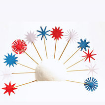 Red, White and Blue Starburst Cupcake Toppers / Party Picks
