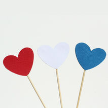 Patriotic Heart Cupcake Toppers / Party Picks