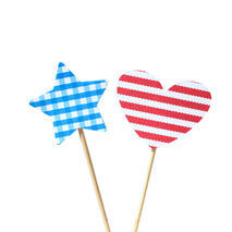 Patriotic Heart and Star Cupcake Toppers  / Party Picks