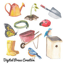 Watercolor Garden Hobby Springtime Clip art Clipart Water Color