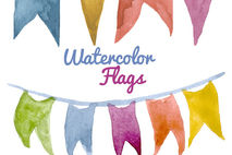Watercolor Flags Pennants clipart birthday party clip art flag g