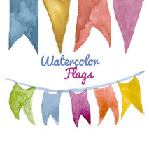 Watercolor Flags Pennants clipart birthday party clip art flag g