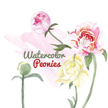 Watercolor Peony Flower Clip Art for Scrapbooking Instant Downlo