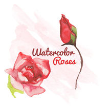 Watercolor Rose Flower Clip Art for Scrapbooking Instant Downloa