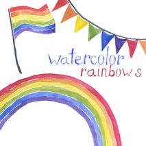 Watercolor Rainbows Clip Art Pride Colorful Clipart Graphics Gay