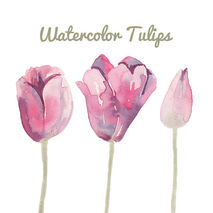 Watercolor Tulip Flower Clip Art for Scrapbooking Instant Downlo
