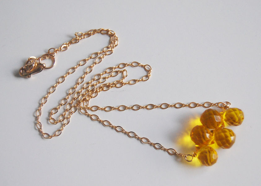 Gemstone Yellow Quartz Necklace Wedding Jewelry Ferozasjewelery