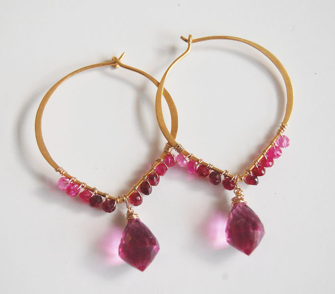 Ruby Hoop Earrings Ferozasjewelery PinkLion