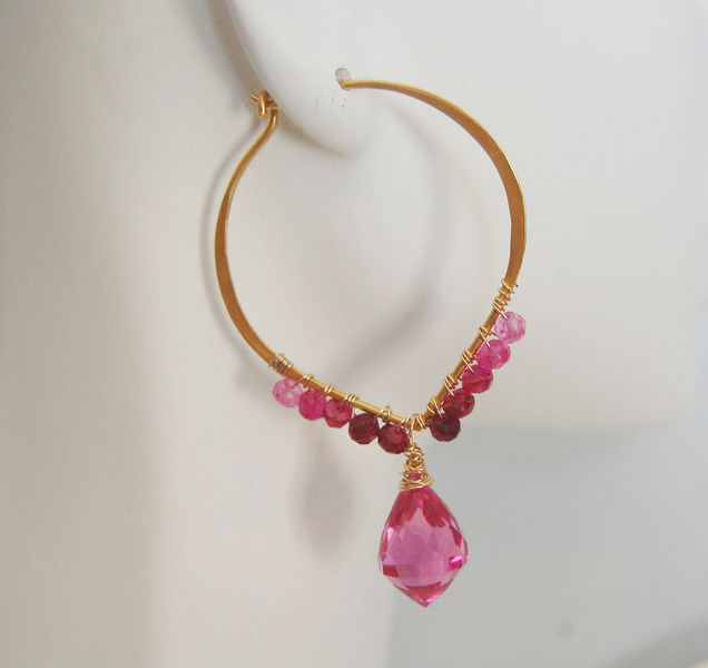 Ruby Hoop Earrings Ferozasjewelery PinkLion