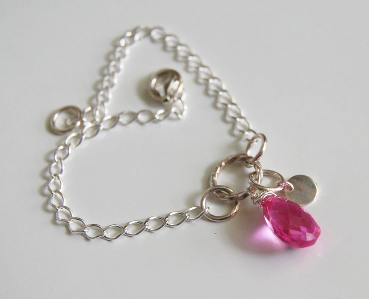 Hot Pink Quartz Bracelet Wedding jewelry Bridal Jewelry Sterl