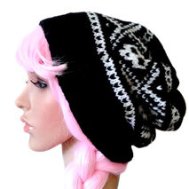 Knit Skull Slouch Beanie