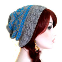 Grey Skull Slouch Beanie
