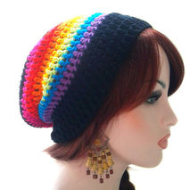 Black Rainbow Slouch Beanie