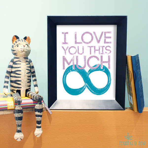I Love You This Much 8x10 print Mint & Coral MishuAndMe PinkLion