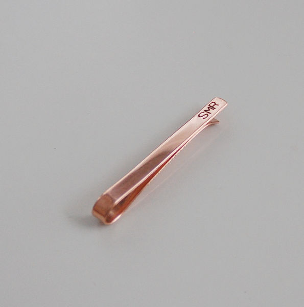 Hand Stamped Tie Clip Men's Copper Tie Bar Clip Personalized