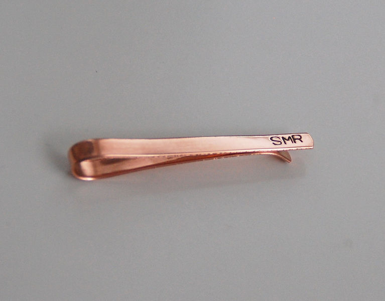 Hand Stamped Tie Clip Men's Copper Tie Bar Clip Personalized
