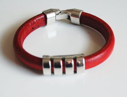 Men's Red Licorice Leather Bracelets - leather Bracelets- Mens j ...