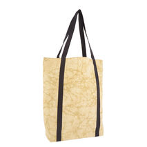 Beige Batik Cotton Tote - Black Lining