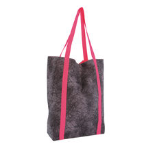 Gray Textured Cotton Tote - Fuchsia Lining