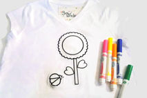 Color Your Own Tshirt, Embroidered Flower and Ladybug to design