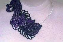 Freestanding Handmade Lace Statement Necklace, Asymmetrical lace
