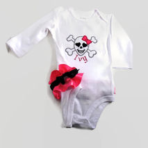 Punk Glam Baby , Ruffled bottom ,  tutu bum, Pink Skull Body Sui