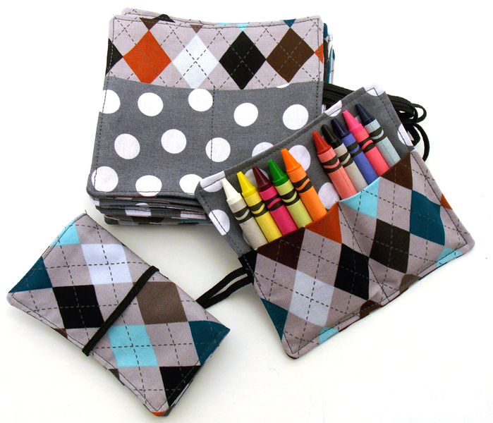 Crayon Wallet . Gender neutral. pocket sized crayon roll. Mini