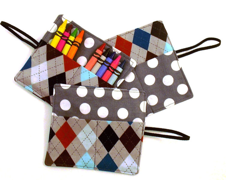 Crayon Wallet . Gender neutral. pocket sized crayon roll. Mini