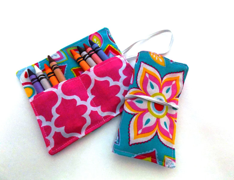 Crayon Wallet, Crayon organizer, Travel Coloring, Mini Crayon Ro SewNerdy PinkLion