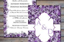 Double Sided Purple Swirl Wedding Invitation - DIGITAL file