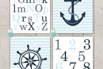 Nautical Alphabet and Number Baby Art Print
