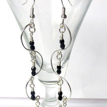 Black Beaded Chandelier Earrings