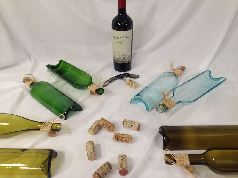 Wine Bottle Serving Tray RecastGlass PinkLion