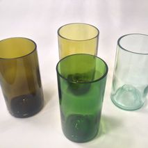 Colorful Repurposed Wine Bottle Glasses