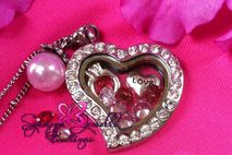 Customized Floating HEART Locket, Chain, Dangle, and 5 charms