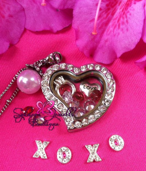 Customized Floating HEART Locket, Chain, Dangle, and 5 charms - Sydney ...