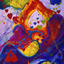 Painting: The Power of Love, Crimson & Iris Hearts, ACEO Edition