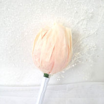 FOREVER BOUTONNIERE Paper Peony Flower Boutonniere in Peachy Pin
